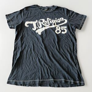 True Religion 85 Men's Short Sleeve Logo T-Shirt Size Small World Tour Black